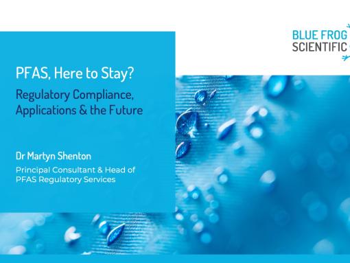 PFAS, Here to Stay? Presentation opening slide.